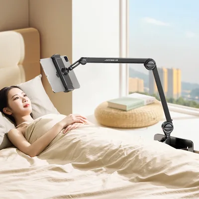 Feixiang CT18 Aluminum Alloy 360 Swivel Tablet Mount Pro Locking Knob Tech & Cable Slot Holder for Bed Sofa