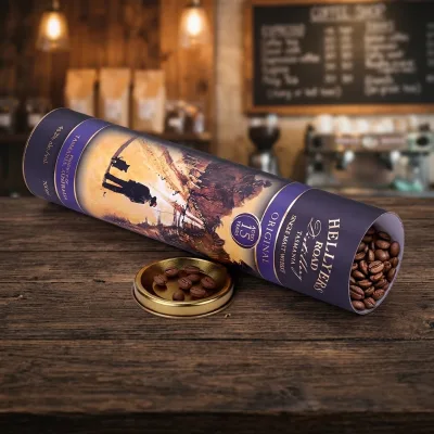 Luxury Custom Printed Food Grade Kraft Paper Tube Cylinder Packaging Box With Lid for Tea Coffee
