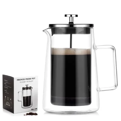 High Borosilicate French Pressure Pot Heat-resistant Double-layer Glass Coffee Pot Coffee Appliance Filter Glass Tea Pot