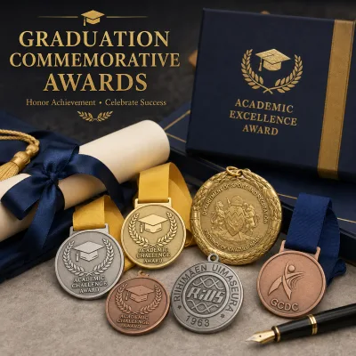 Custom Graduation Medal Personalized Metal Award with Ribbon Wholesale for Schools Students and Ceremonies
