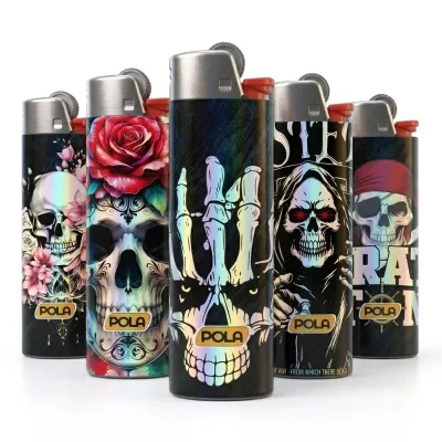 Holographic Wrap Plastic Pocket Lighter NOM Compliant Disposable Cigarette Lighter with Portable Safety Design for Outdoor Use