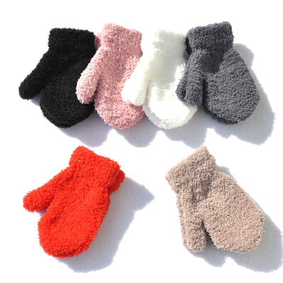 Warm Plush Thick Warm Baby Gloves Winter Plus Mittens Children Kid Full Finger Gloves for 1-4Y Kids Gloves