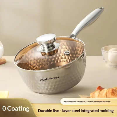 316 Stainless Steel Saucepan with Lid Handle Even Heating Induction Cookware Non Stick Easy Clean Milk Pot Yukihira Cooking Pot
