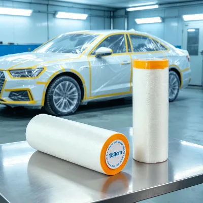 Transparent Pre-Taped Masking Film Dustproof Overspray Cover for Automotive Car Painting Hand Tool