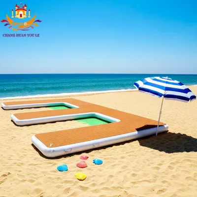 W-type Heavy-duty Double Wall Fabric Inflatable Floating Dock for Surfboards Yacht Motor Boat Jet Ski-PVC Material Offshore Use