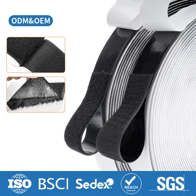 70% Nylon Self Adhesive Hook and Loop Tape with Acrylic Glue Custom Size Sticky Back Fastener for Supermarket and Retail Field