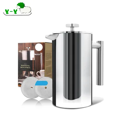 Custom Logo Matt Black Stainless Steel French Press Coffee Maker 18/10 Coffee French Press