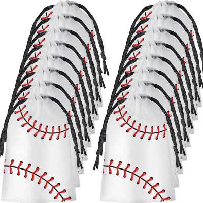 Marathon Outdoor Sports Drawstring Backpack Double Bundle Pocket Promotional Baseball Nylon Sportpacks for Gift Use