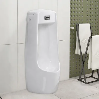 Hotel Public Bathroom Sanitary Ware Floor Standing Sensor Automatic Urinal for Men