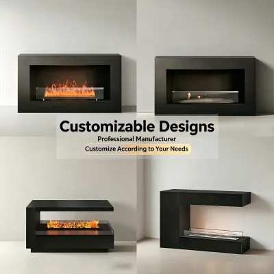 High End Custom 4D Mist Atomization Burner Explosion Resistant Glass Wall Hanging Heater Open Panoramic Bio Ethanol Fireplace