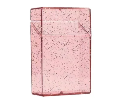 Girls Smoke Accessories Lady Pocket Size Cute Clear Plastic Pink Tobacco Cigarette Case for Women Gift