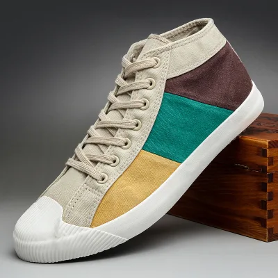 Classic Mixed-colors Men's Shoes Flat Breathable Canvas Shoes Men Low Lace-up Casual Sneakers Men Espadrilles 9047