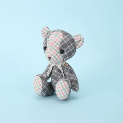 OEM Plaid Teddy Bear Cartoon Bear Cotton Fabric PP Cotton Filled Doll Cute Wedding Gift Wedding Favor Hanging Ornaments