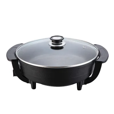 Glass Lid ETL CE Certified Cooking Pot  Electric Fry Pan 300mm 1500W Skillet for Kitchen Home Family Use