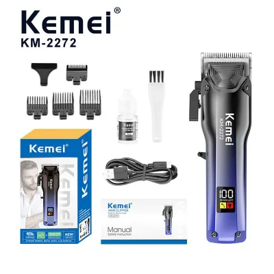 Kemei KM-2272 new gradient color digital hair clipper hair salon professional electric push shear USB fast charging pusher