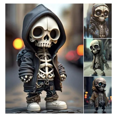 Cool Skeleton Figurine Statue Handmade Resin Decor Halloween Terror Props Halloween Collectible Gift Desk Decoration