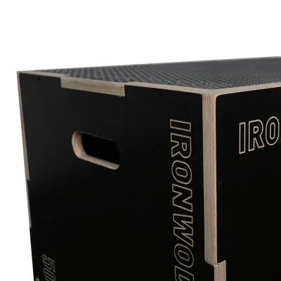 Factory Wholesale IRONWOD Customized Logo Plyo Box-Black/Burlywood 75x50x60cm for Home & Outdoor Workout