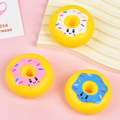 Simulation Food Squeeze Toy Cartoon Cute Mini Donut Stress Relief Toy Student Children Food Play Thermoplastic Rubber Bottled