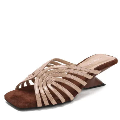 Summer Best-selling Chunky Wedge Platform slippers with square Toe Design for Lady