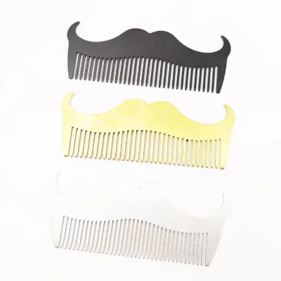 Men's Stainless Steel Mustache and Beard Combs Styling Goat Grooming Templates with Metal Handle Wholesale Tools