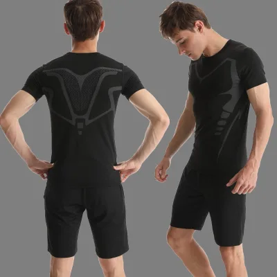Tracksuit Men's Fitness Wear Elastic Tights Quick Dry Training Digital Printing Sports Two-piece Set