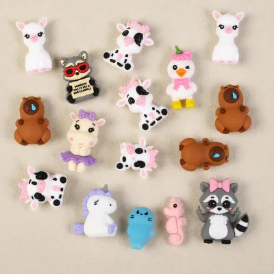 3D Zoo Animal Focal Beads Characters Cute Character Collection Food Grade Focal Beads for DIY Keychain and Party Gift Making