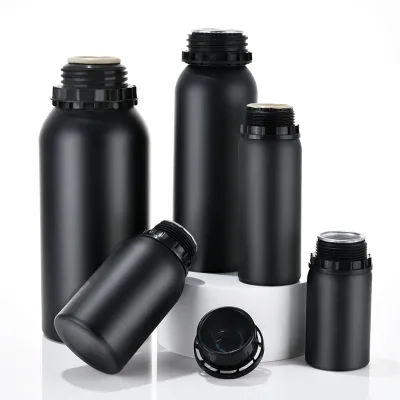 High Quality 50ml 100ml 120ml 1000ml Matte Black Shampoo Container Liquid Aluminum Essential Oil Bottle with Child-proof Lid