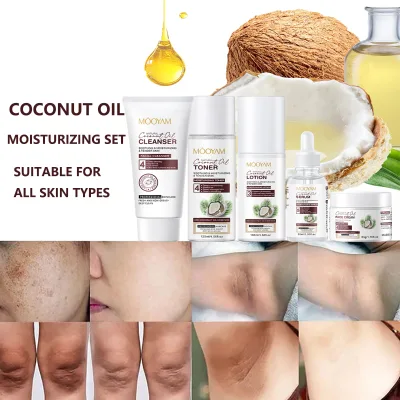 Private Label OEM Coconut Oil Skincare Set Box 5PCS Beauty Skincare Organic Vegan Soothing Moisturizing MOOYAM Skincare Set