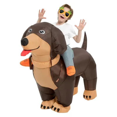 Factory Custom Blow up Dachshund Suit Ride on Halloween Costumes Inflatable Dog Costume Kids