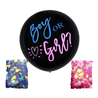 36-Inch Black Latex Balloons for Gender Reveal Party Happy Birthday Style Boy Girl Baby Announcement for Ramadan Decoration