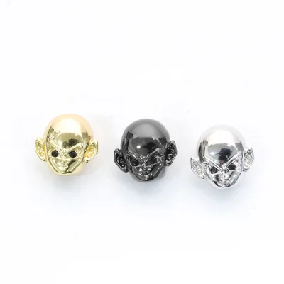 High Quality Gold Plating Monkey Skull Head Beads for Men's Bracelet Jewelry Making