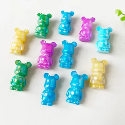 Hand Carved Natural Gemstone Colorful Aura Quartz Bear Crystal Animals Figurines