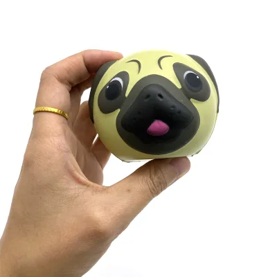 Cartoon Pug Dog Head PU Foam Stress Reliever Soft Quick Rising Custom Logo for Stress Relief and Brand Promotion
