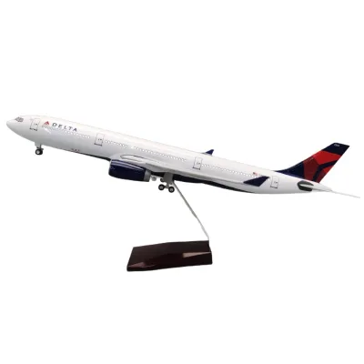 47cm Voice Controlled LED Light with Wheels ABS Material Delta A330 Aircraft Model Factory Direct Sell Ready Stock