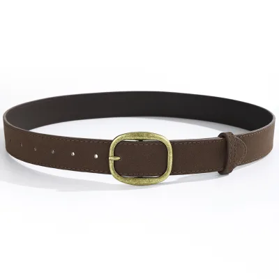 ZPS261 Vintage PU Suede Wide Womens Belt New Brown Matte Faux-Suede Minimalist Niche Pin-Buckle Alloy Buckle High-End Look