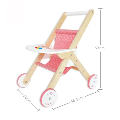 18 Inch Doll Furniture Wooden Baby Doll Pram Stroller for Girl