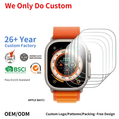 Custom Size Flexible Soft TPU Screen Protector for Apple Watch Ultra 4 Smart Watch 49mm 3D Soft Film Anti-fingerprint No Bubbles