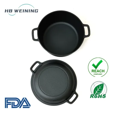 Wholesale European Design 2 in 1 Cast Iron Camping Pot with Skillet Lid Pre-Seasoned Dual-Purpose Gas & Induction Ready Bulk B2B