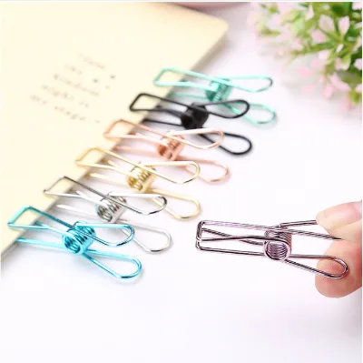 High Quality Multiple Colors Wire Binder Clips Cute Paper Clips Metal Office Hollow Clamps Binder & Paper Clip for Binding Paper