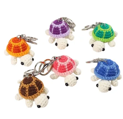 Cute Handmade Wool Crochet Turtle Keychain Mini Ocean Animals Little Turtle Key Chain Cute Doll Bag Pendant Car Backpack Hanging