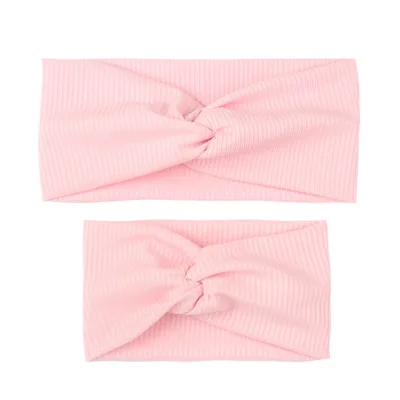 Autumn Winter Solid Color Parent-Child Headbands Set Soft Comfortable Knot Headwear Baby Headband Set