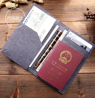 Customized Logo Multifunctional Denim Passport Holder ID Holder Long Multi-card Slot Denim Travel Passport Cover