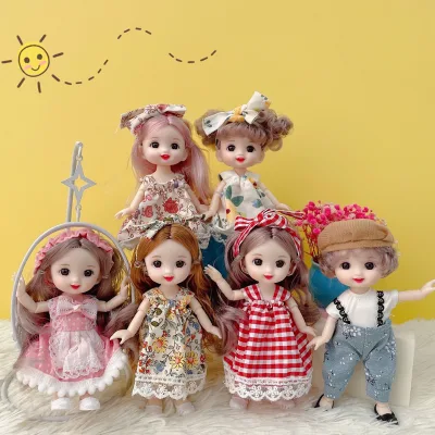 New 16 cm BJD Mini Dolls 13 Movable Joint Girl Baby 3D Big Eyes Beautiful DIY Toy Doll Dress up 1/12 Fashion Doll for girls