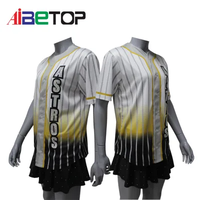 Custom Logo Sublimated Baseball Jersey Button Shirt Baseball Shirts for Women Plain Yellow Baseball Jersey Uniform
