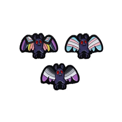 European and American Halloween Funny Red Eyed Bat Design Rainbow Wings Cartoon Personality Decorations Metal UV Printing Brooch