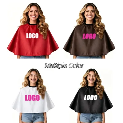 Custom Logo Multiple Color Makeup Cape Neck Adjustable Women Hair Salon Clients Smock Beauty Black White Capes Shawl Use