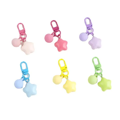 INS Style Pastel Solid Color Pentagram Star Resin Keychain Mini Round Ball Hanging Ornament Fashion Backpack Hanging Pendant