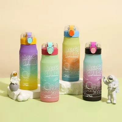 Bouncing PC Cartoon Water Cup Outdoor Fitness Direct Drinking New Creative Frosted Sports Water Bottle Handles High-Temperature