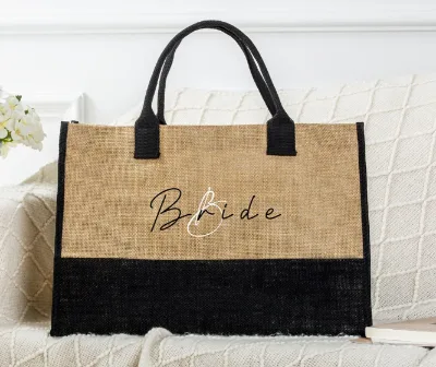 Promotional Tote Color Jute Beach Bag Custom Tote Bag for Her