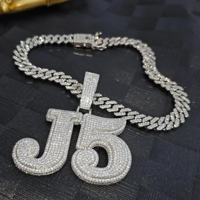2 Tones Iced Out Pendant Custom Style  Hip Hop Jewelry Name Rapper Personalized Birthday Rap Star Pop